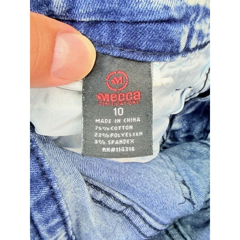 Mecca Stretch Fit Moto Jeans Youth Boys Size 10 Blue Acid Wash Distressed